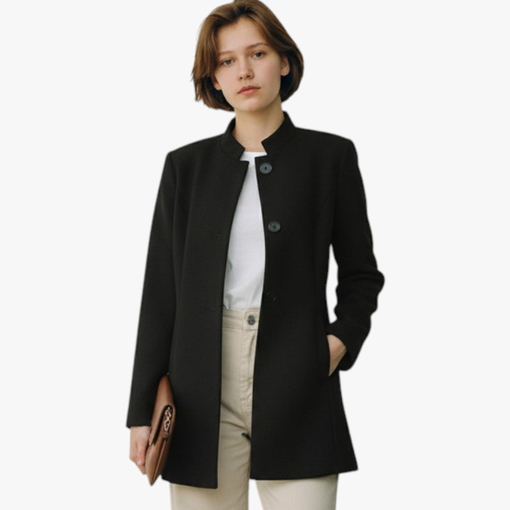 Women’s Structured Coat with Button Closure and Inner Lining