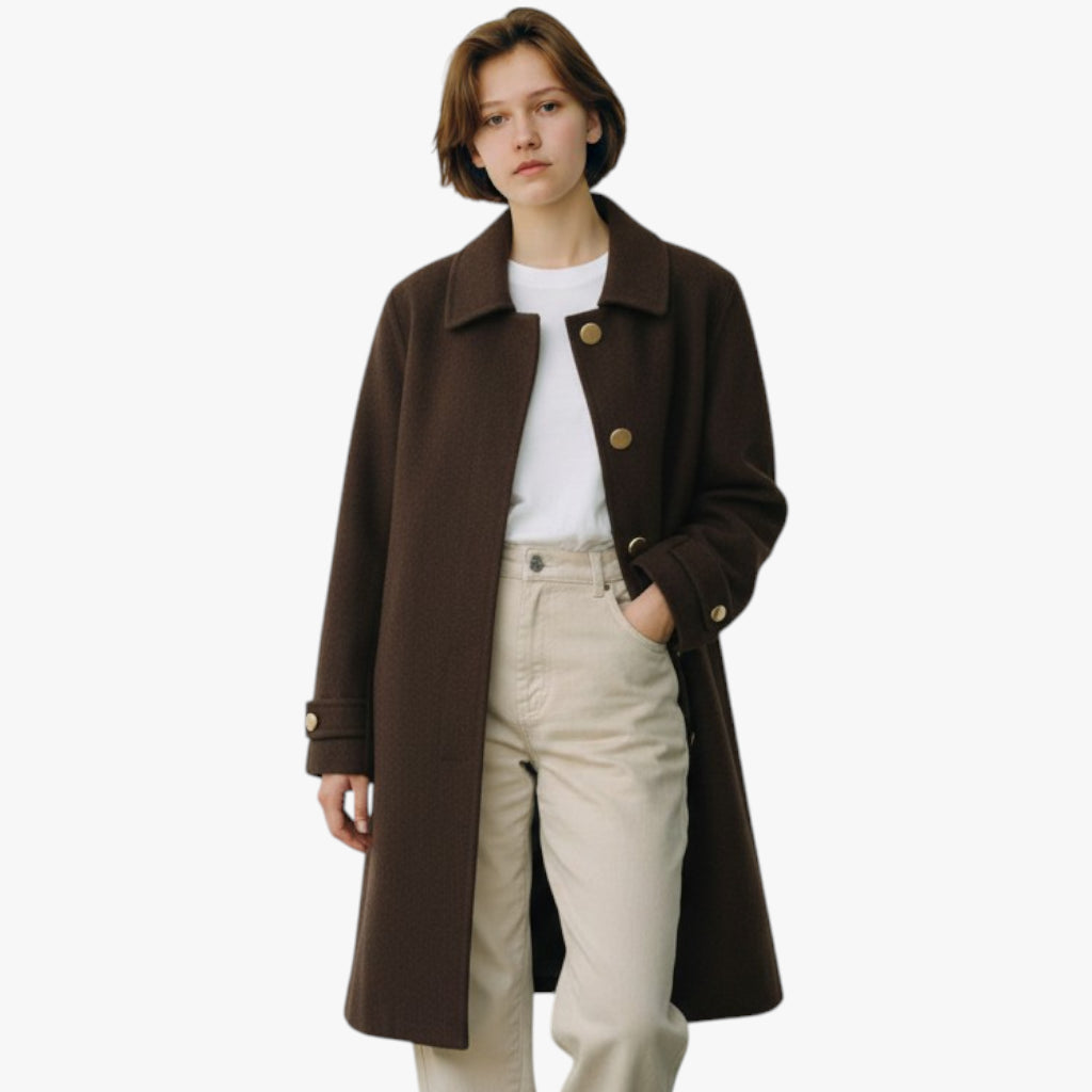 Women’s Oversized Coat with Button Closure and Inner Lining