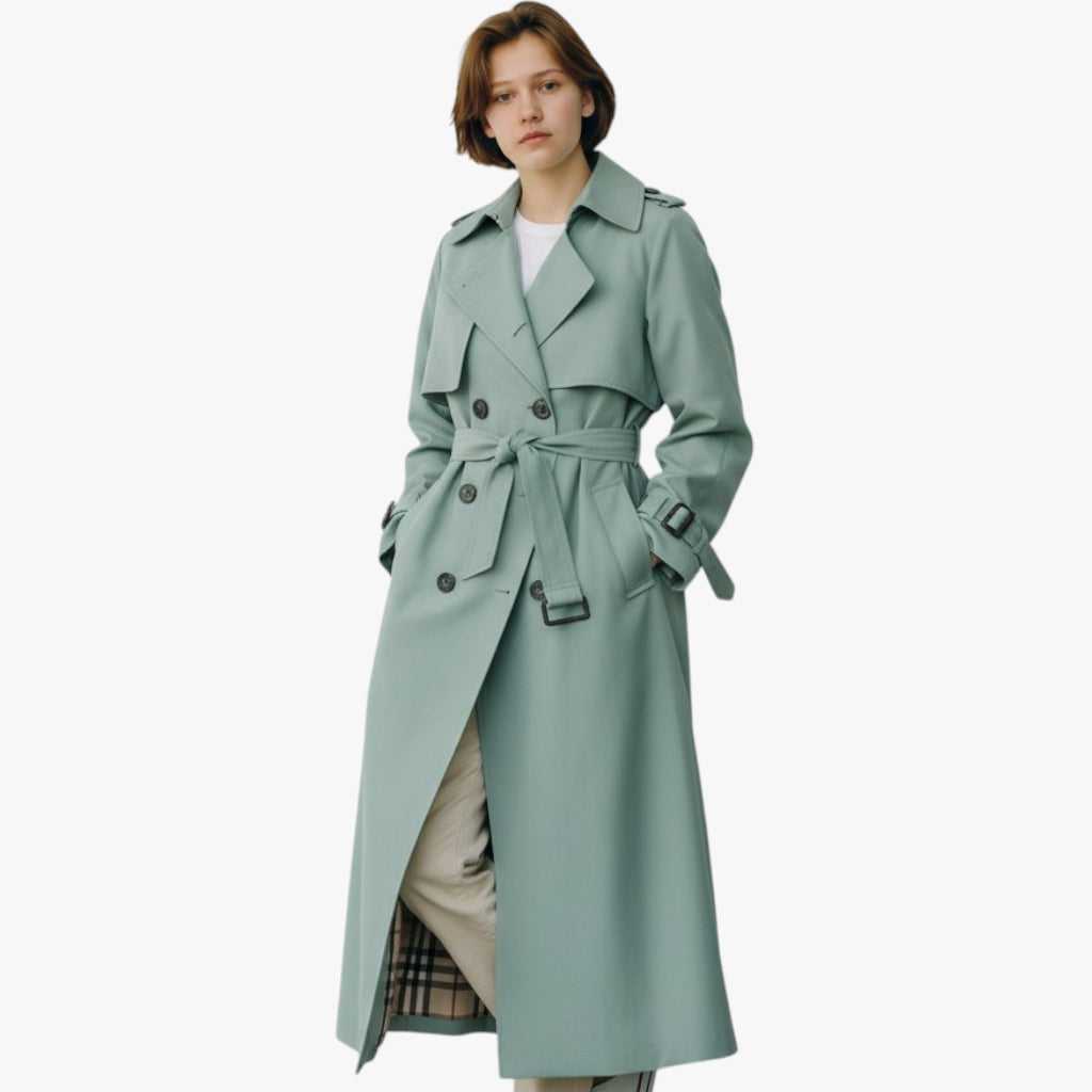 Women’s Longline Coat with Button Closure and Adjustable Cuffs