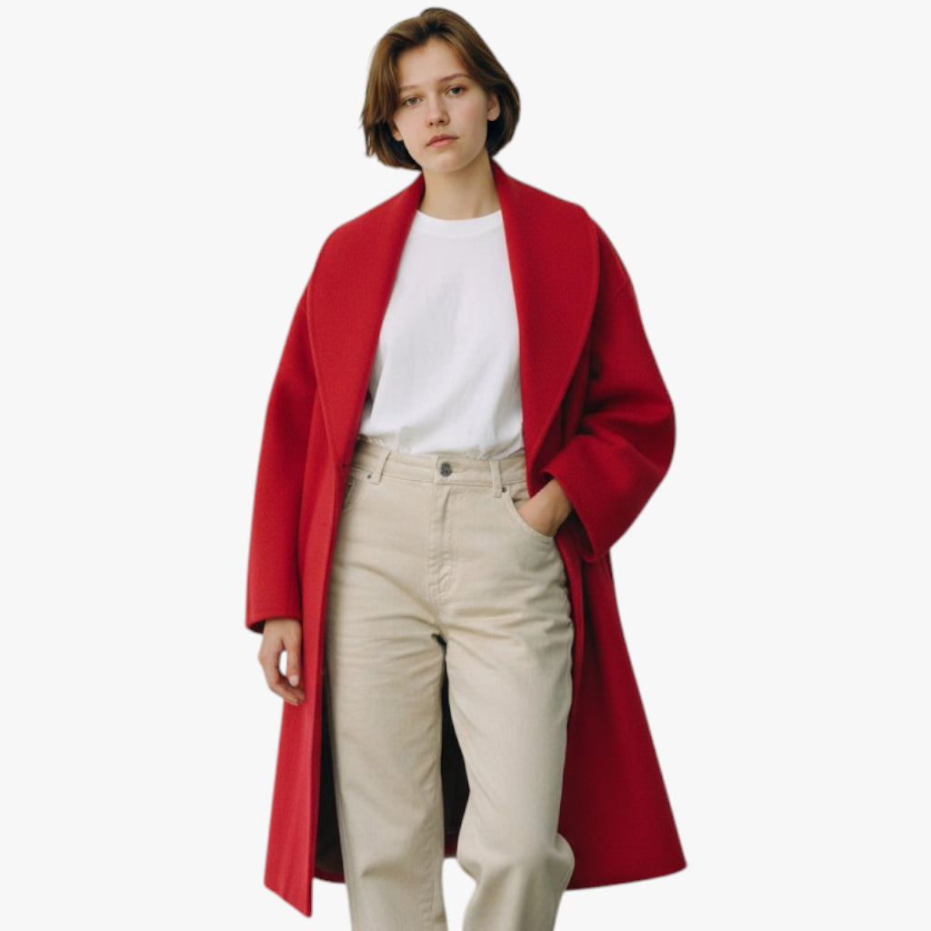 Women’s High Collar Coat with Side Pockets