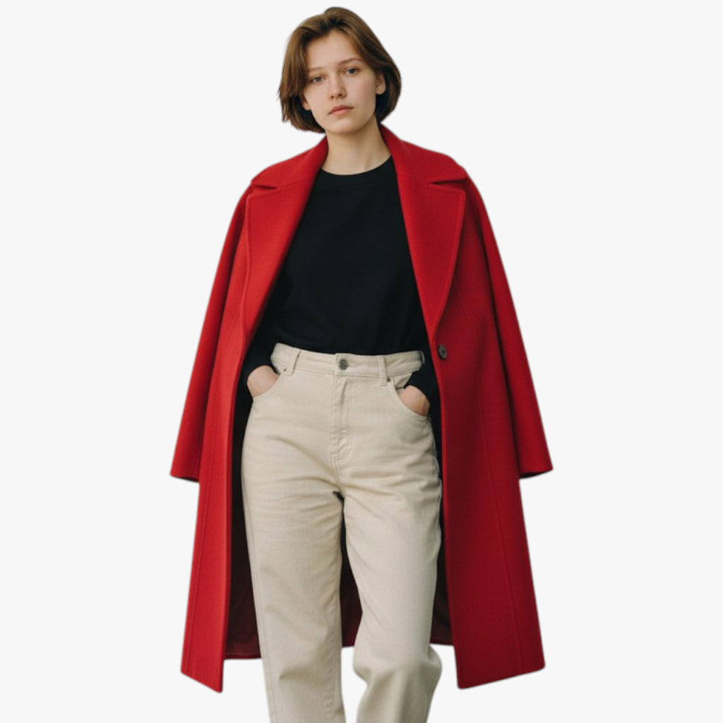 Women’s High Collar Coat with Side Pockets