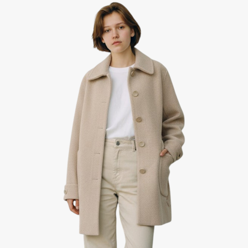 Women’s Oversized Coat with Button Closure and Inner Lining