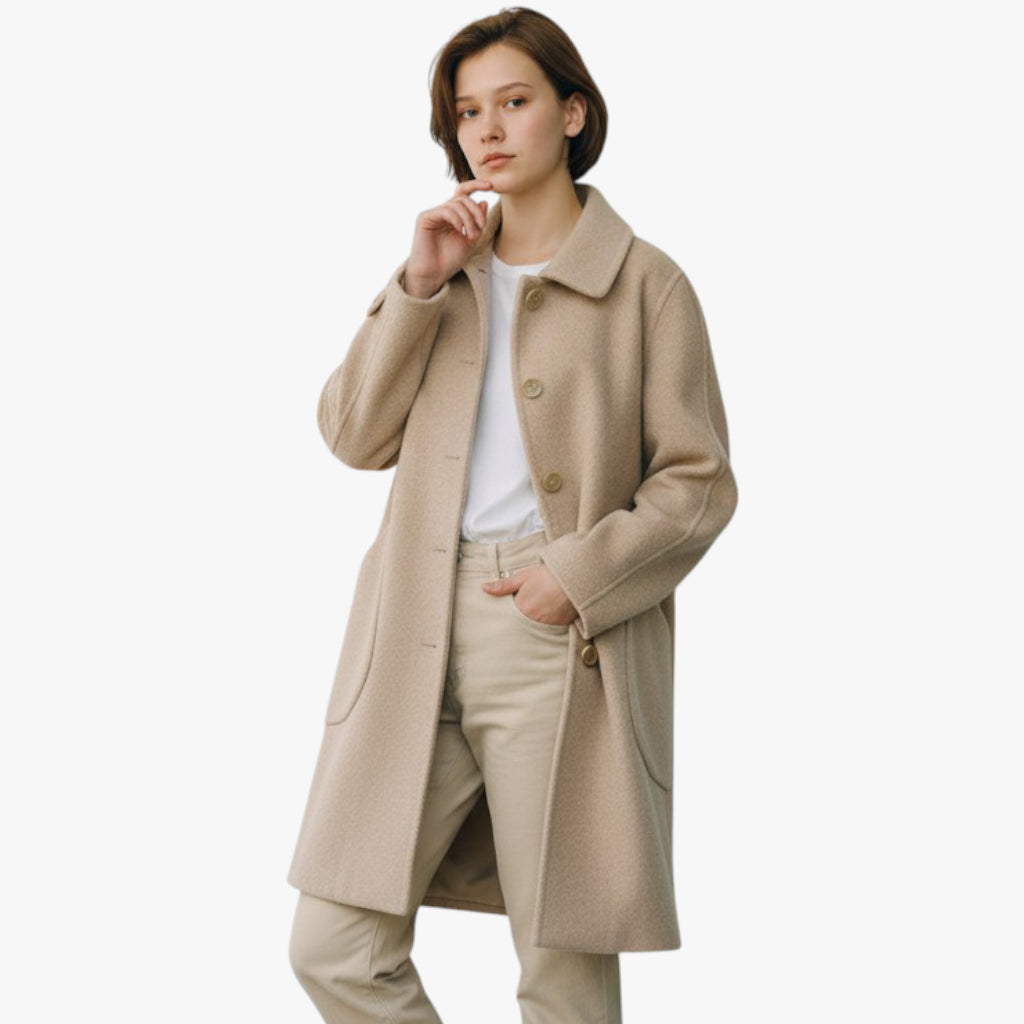 Women’s Oversized Coat with Button Closure and Inner Lining